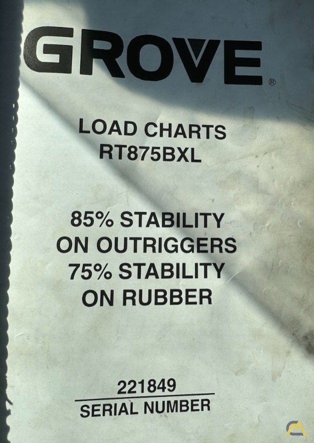 2000 Grove RT875BXL Rough Terrain Crane 19