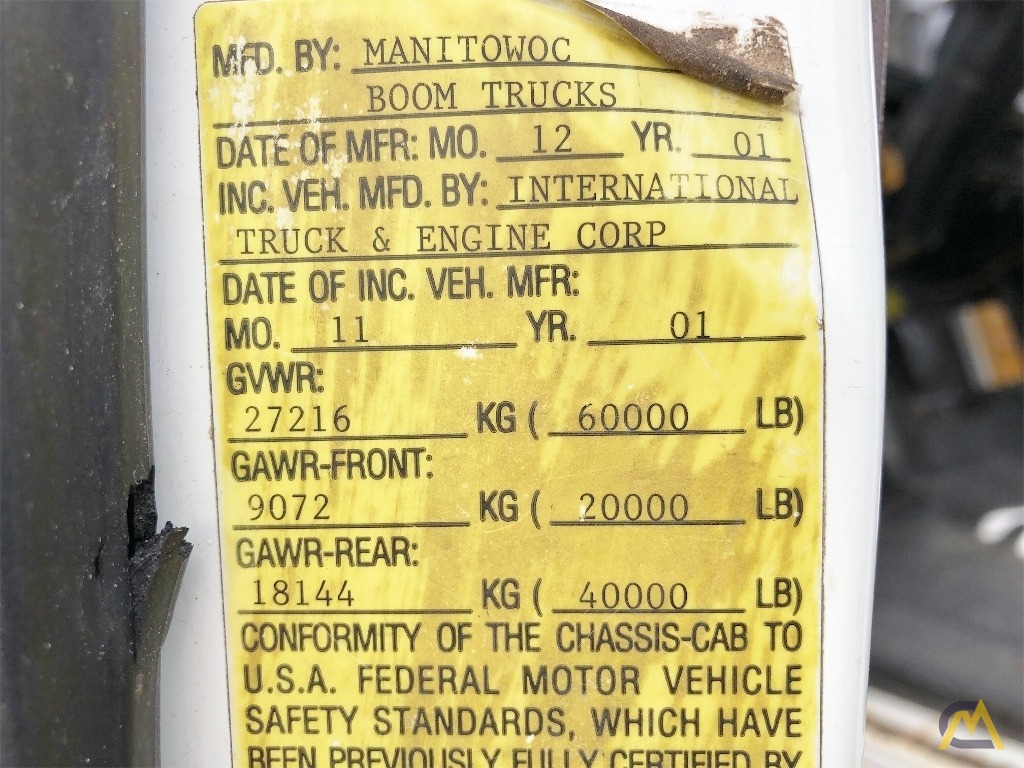 2002 Manitowoc 22101C 22-Ton Boom Truck Crane Mounted on International 2654 27