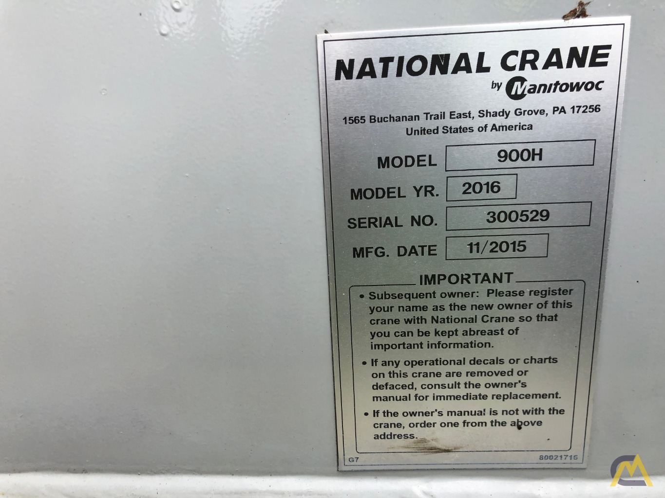 2016 National 900H 27-Ton Boom Truck Crane on International 7600 3