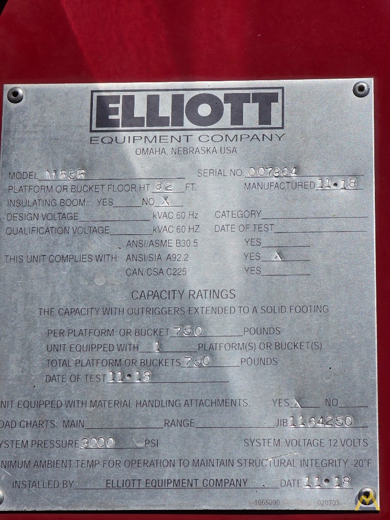 SOLD 2018 Elliott M85R Telescopic Boom Aerial on Ford F750 11