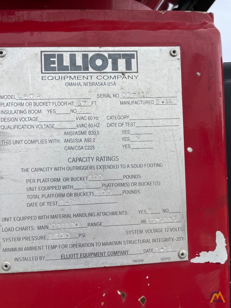 2019 Elliott L60R Aerial Bucket Truck 5