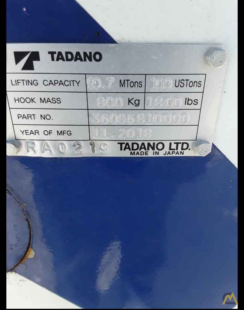 2019 Tadano GR-1000XL-3 100-Ton Rough Terrain Crane 85