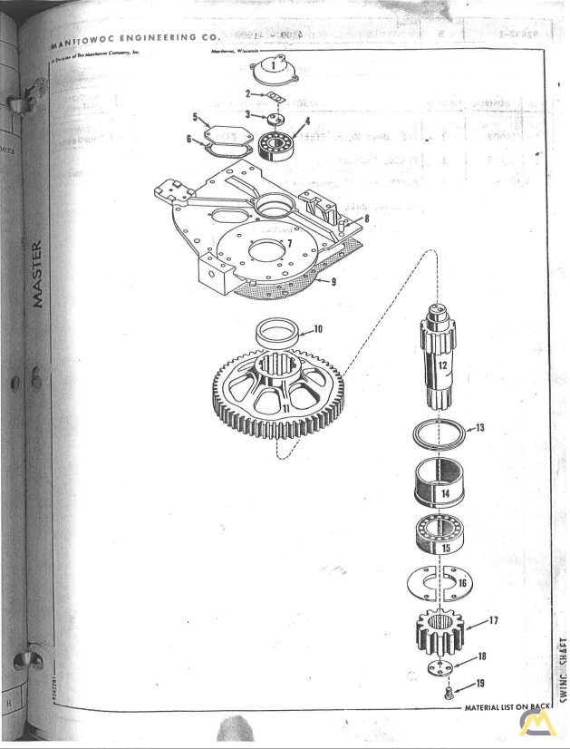 Swing Shaft for Manitowoc 4100 230-ton Lattice Boom Crawler Crane Part #23687-2 with Pinion Gear Part # 24914 4