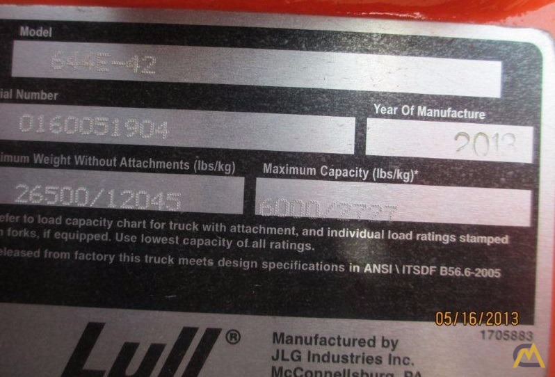 6,000 lb. Lull 644E-42 Forklift 8