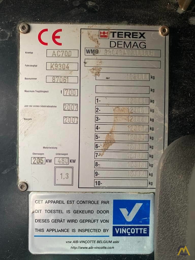 Demag (Terex) AC 700 700-ton metric All Terrain Crane 18
