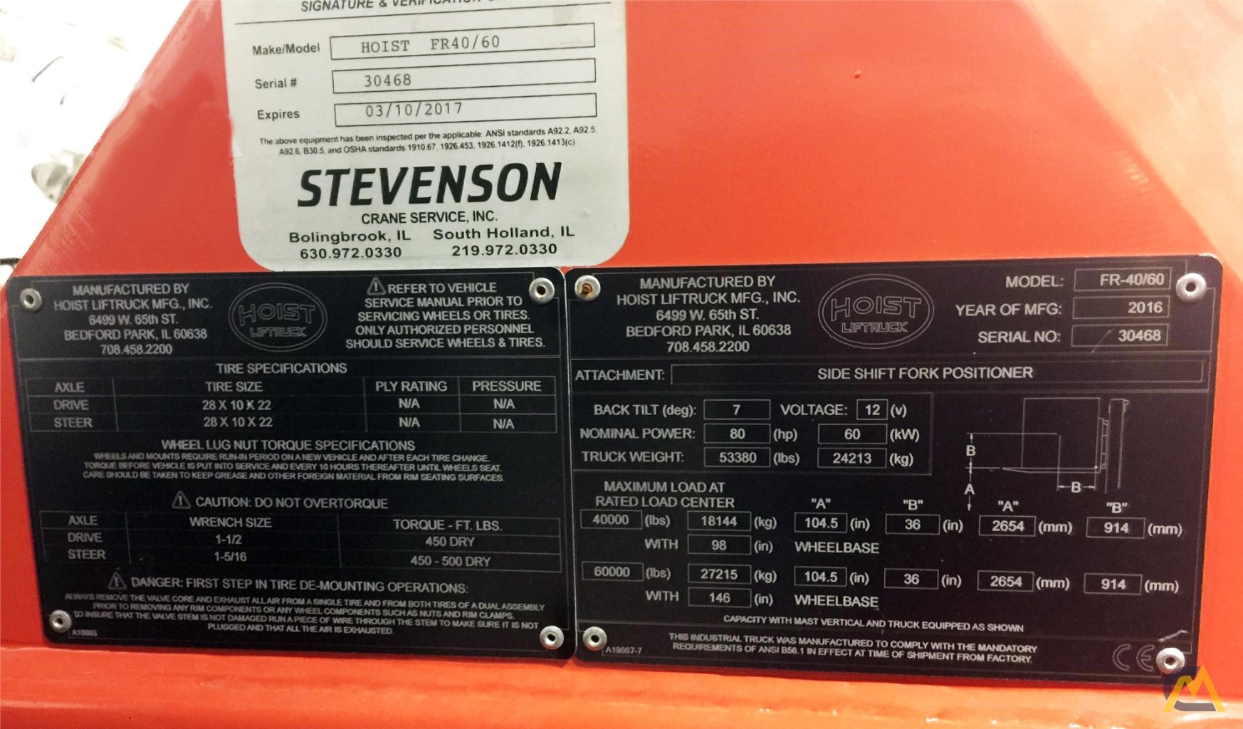 Hoist FR 40/60 60,000 lb. Lift Truck 3