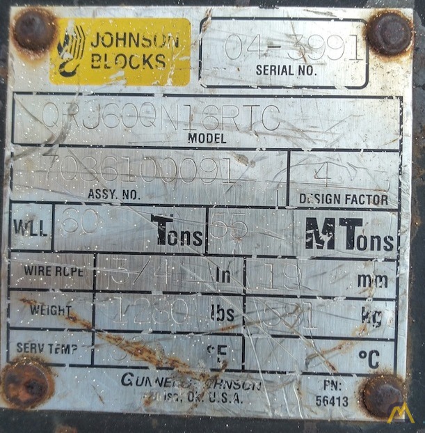 Johnson 60-Ton 5-Sheave Hook Block; CranesList ID:637 1