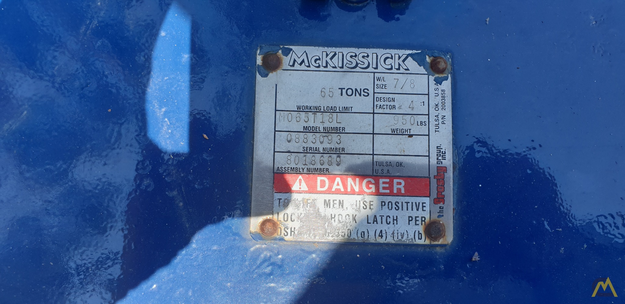 McKissick 65-Ton 3-Sheave Hook Block; CranesList ID: 693 6