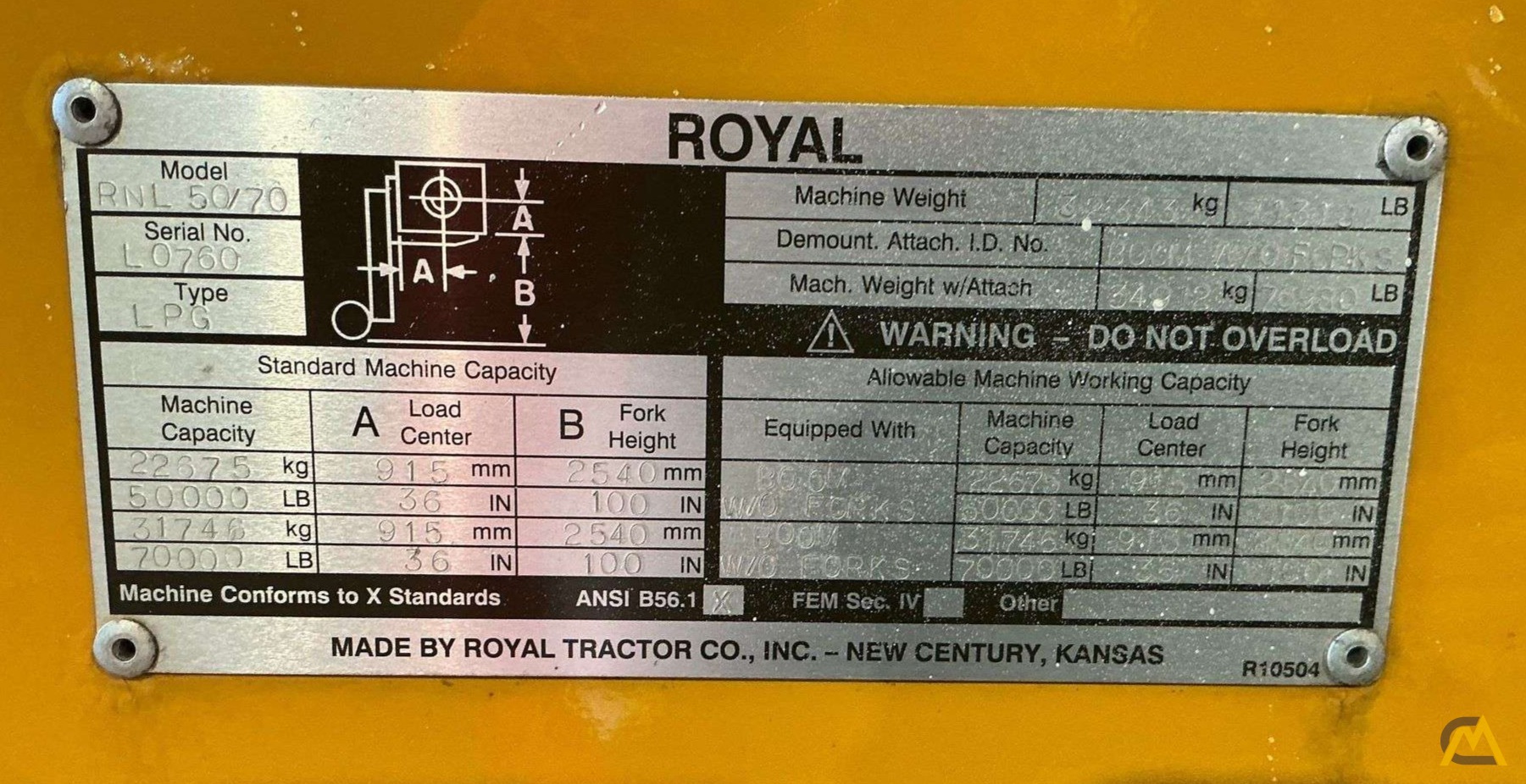 Bid on a Royal Rig-N-Lift RNL 50/70 Extendable Counterweight Lift Truck Forklift 1