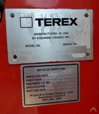 UNMOUNTED Terex TM 3851 19-Ton Over Cab Boom Truck Crane 11