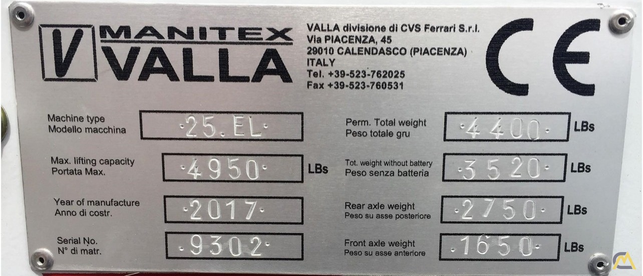 Valla Manitex 25 EL 2.45-ton Electric Pick & Carry Crane 8