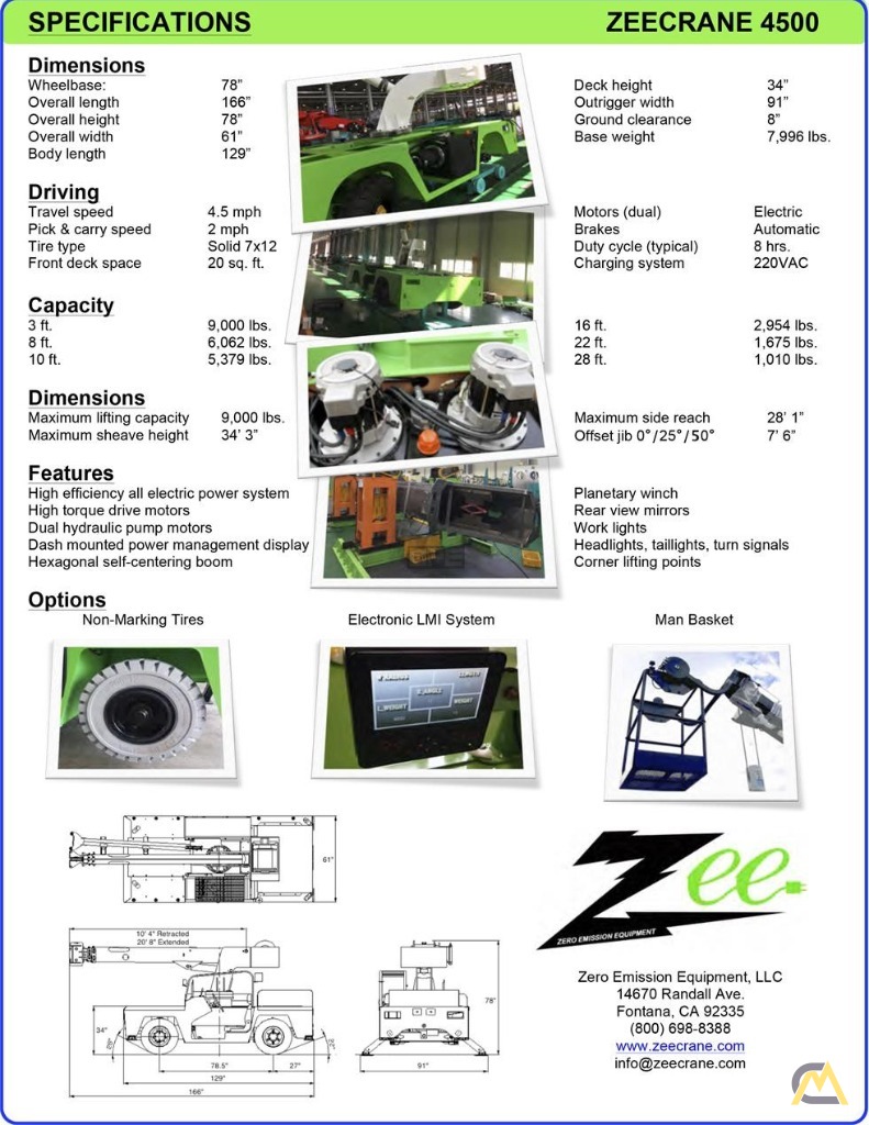 Zee Crane 4500 4.5-Ton Electric Carry Deck Industrial Crane 4