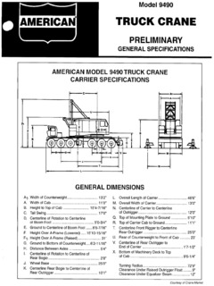 American 9490 Specifications