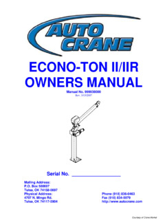 Auto Crane Econo-Ton II Specifications