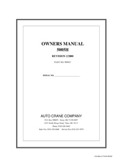 Auto Crane 5005H Specifications