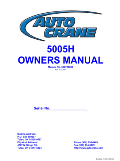 Auto Crane 5005H Specifications