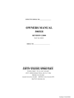 Auto Crane 5005EH Specifications
