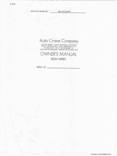 Auto Crane 8005H Specifications