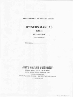 Auto Crane 8005H Specifications