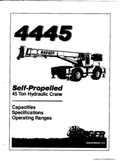 Badger Equipment Company 4445 Specifications