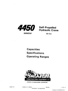 Badger Equipment Company 4450 Series B Specifications