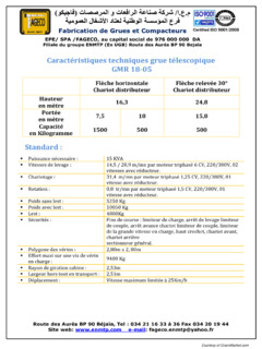 FAGECO Groupe ENMTP GMR 18-05 Specifications
