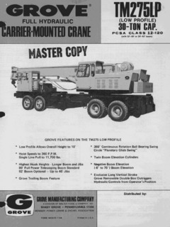 Grove TM275LP Specifications