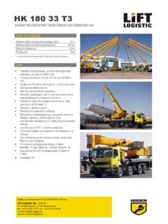 Hidrokon HK 180 33 T3 Specifications