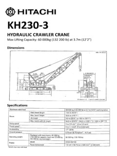 Hitachi Construction Machinery KH230-3 Specifications