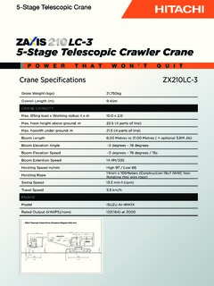 Hitachi Construction Machinery ZX210LC-3 Specifications