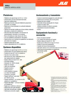 JLG 800AJ Specifications