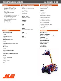 JLG 266 Lo-Pro Specifications