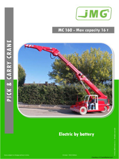 JMG Cranes MC 160 Specifications
