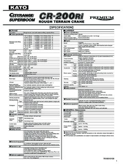 Kato CR-200Ri Specifications