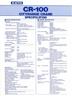 Kato CR-100 Specifications