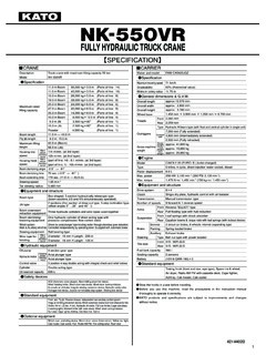Kato NK-550VR Specifications