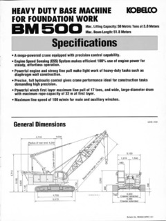 Kobelco BM500 Specifications