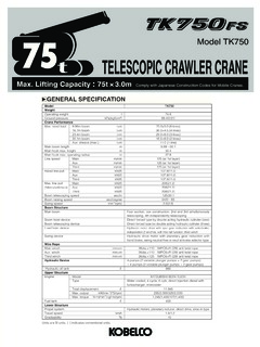 Kobelco TK750FS Specifications