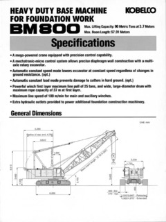 Kobelco BM800 Specifications