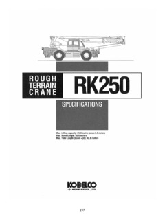 Kobelco RK250-3 Specifications