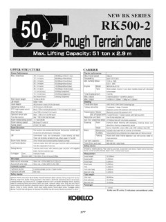 Kobelco RK500-2 Specifications