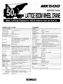 Kobelco MK500 Specifications