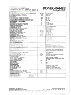 Konecranes SMV 16-1200 C Specifications