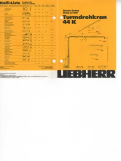 Liebherr 44 K Specifications