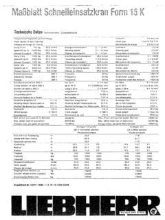 Liebherr 15 K Specifications