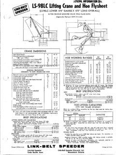 Link-Belt LS-98LC Specifications