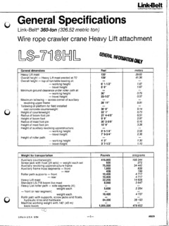 Link-Belt LS-718 Heavy Lift Specifications