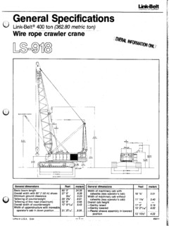Link-Belt LS-918 Specifications