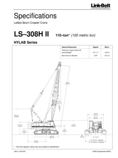 Link-Belt LS-308H II Specifications