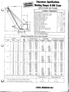 Link-Belt K-360 Specifications